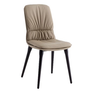 Coco Tortora Leather and Dark Oak Chair by Morica Design For Sale