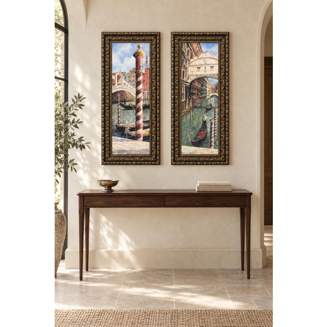 Bring the romance and architectural drama of Venice into an interior with this striking pair of tall, narrow Venetian...