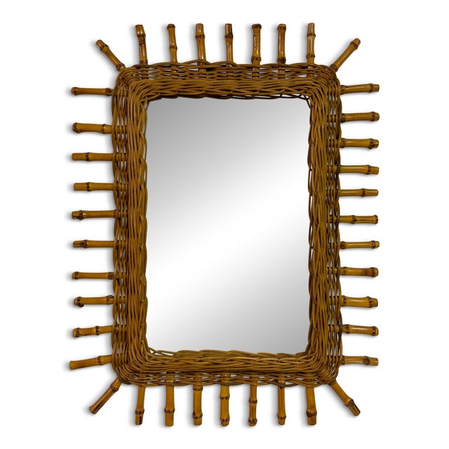 Italian Bamboo Mirror, 1970s For Sale - Image 10 of 10