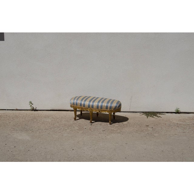 Gold Antique Louis XIV Gold Leaf Footstool, 6-Legged, Honduras Mahogany For Sale - Image 8 of 8