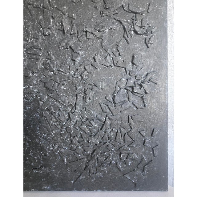Oversized Matte Black & White Textured Abstract — Original Oil Painting by Diane Grant | Louise Nevelson For Sale - Image 12 of 18