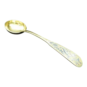Antique Pierre Queille 950 Sterling Silver Gilt Nielle Ladle Punch Soup 1834