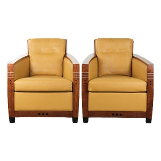 Art Deco Decoforma Series Frank Armchairs in Yellow Cowhide from Schuitema, Set of 2 For Sale