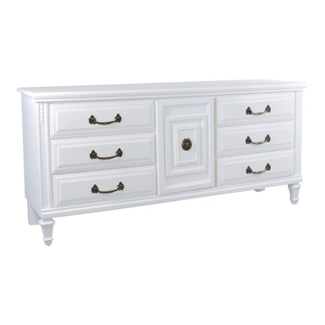1980s Faux Bamboo Greek Key Dresser For Sale