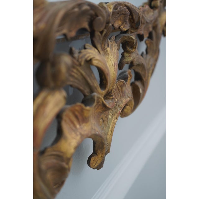 Rococo Style Gold Gilt Wood Carved Hanging Mirror For Sale - Image 10 of 10