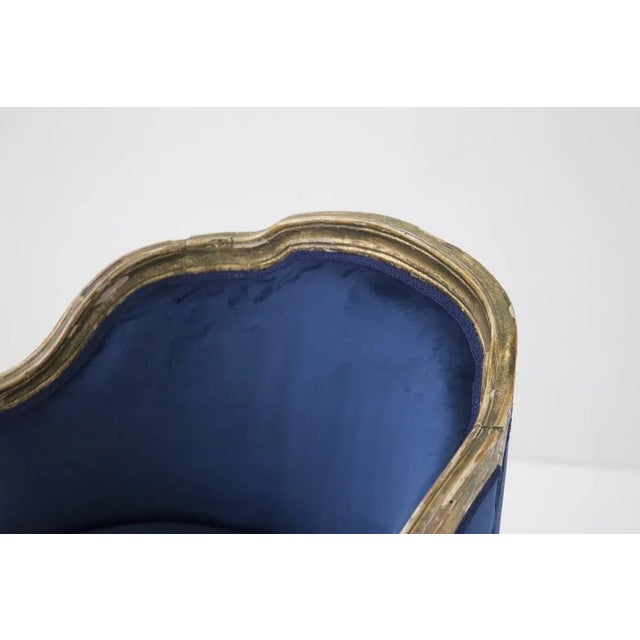 Vintage Blue Velvet and Gilt Wood Armchair, 1890s For Sale - Image 5 of 10