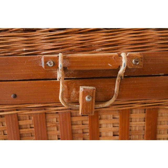 Vintage Asian Large Wicker Lidded Basket With Handles For Sale In Miami - Image 6 of 11