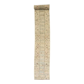 Long Turkish Anatolian Geometric Soft Blue Beige Pink Runner rug no. j5319 For Sale