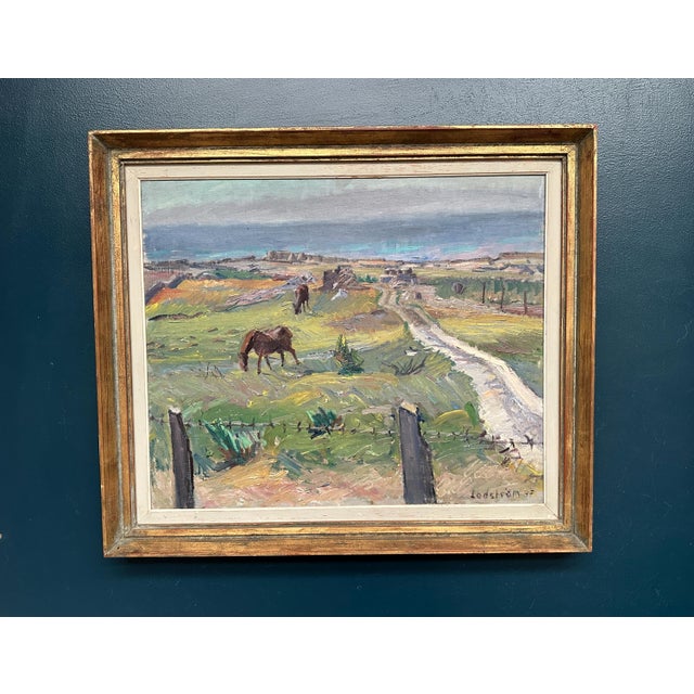 Georg Lodström, Coastal Scene with Horses, 1947, Oil on Canvas For Sale - Image 16 of 18