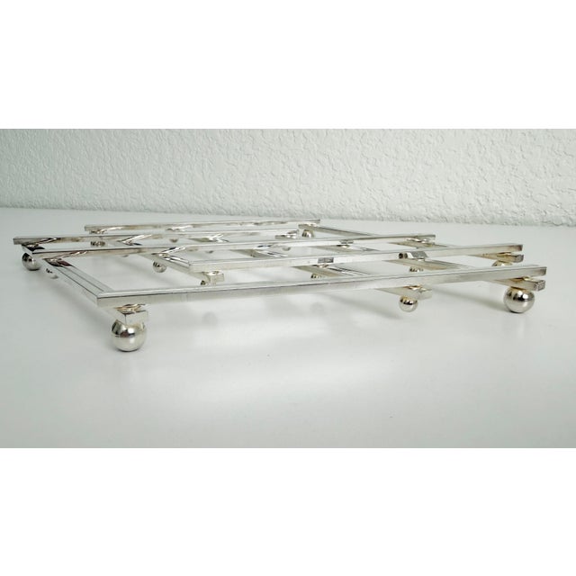 1940s Adnet Silver Plate Trivet, Attributed For Sale - Image 9 of 15