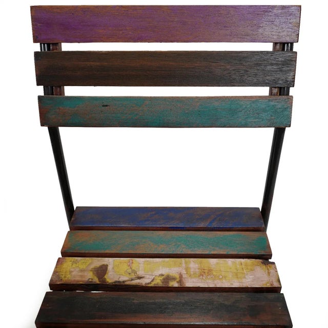 Early 21st Century Vintage Boat Wood Retro Dining Chair For Sale - Image 5 of 6