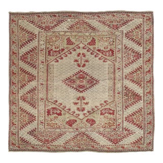 Antique Ghiordes Rug, Handmade Turkish Oriental Rug, Beige, Taupe For Sale