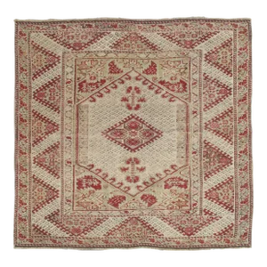 Antique Ghiordes Rug, Handmade Turkish Oriental Rug, Beige, Taupe