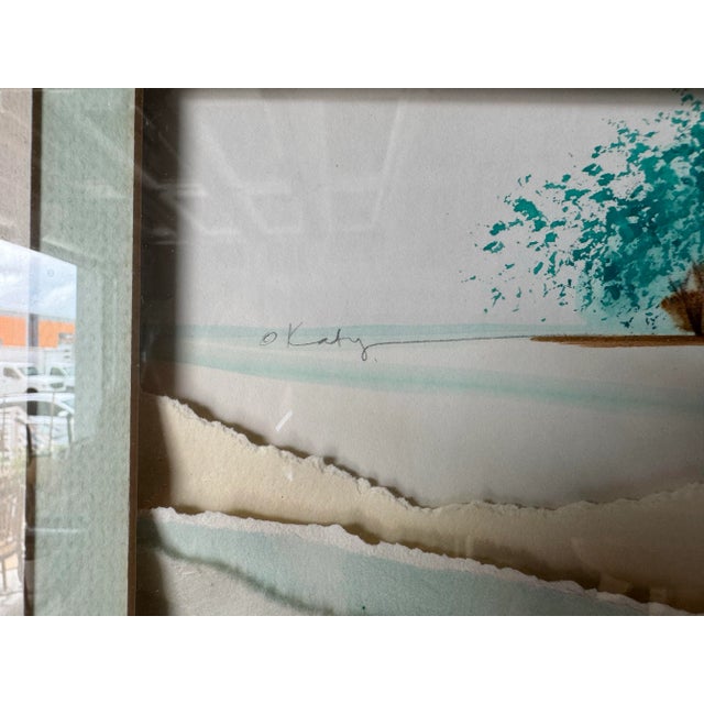 1980’s Vintage “Shades of Evening” Mixed Media Collage Landscape Painting by Okaty For Sale - Image 9 of 12