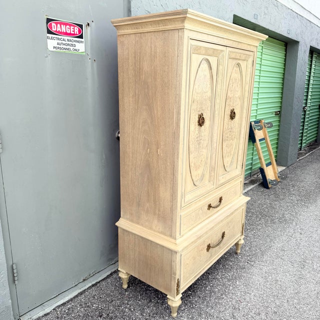 Vintage French Provincial Burlwood Armoire by Detroit Furniture For Sale - Image 4 of 11
