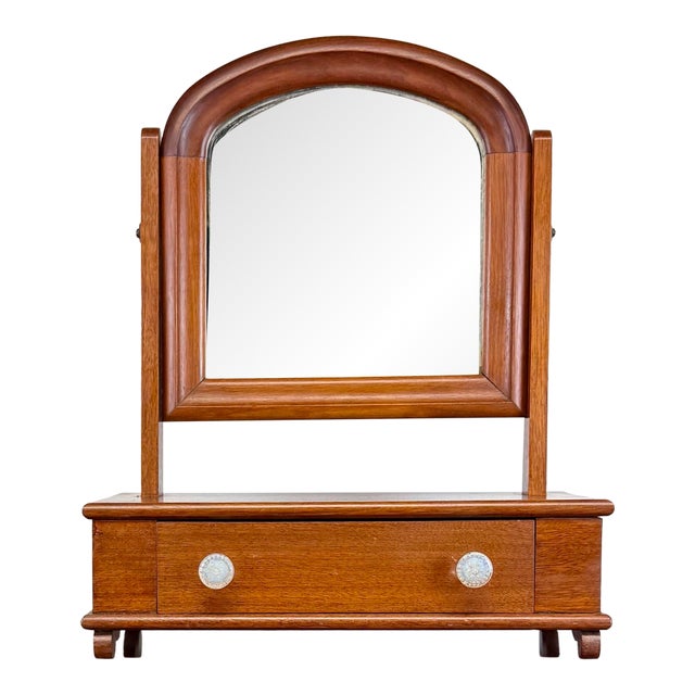 Antique Mahogany Tabletop Dresser Top Vanity / Gentleman’s Shaving Mirror For Sale