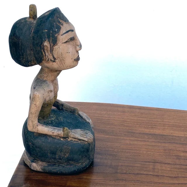 Indonesian Folk Art Painted Teak Figural Wheeled Cart Chairish