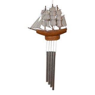 1980s Nautical Wooden Clipper Ship Wind Chime For Sale