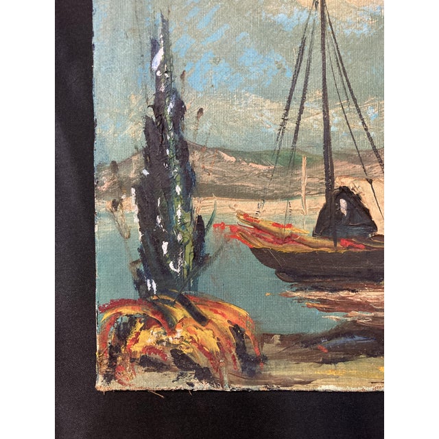 1950s French School Artist, Mediterranean Marine Scene, 1950s, Oil on Canvas For Sale - Image 5 of 12