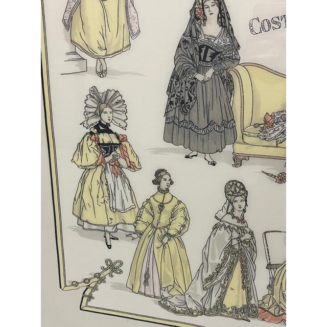 Hermès Vintage Framed Hermes Scarf Costumes Des Dames For Sale - Image 4 of 16