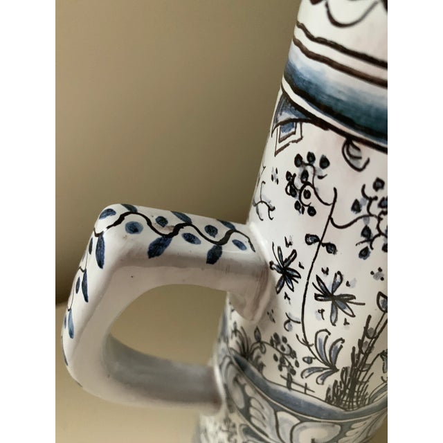 Vintage Portugal Pottery Hand Painted Tall Pitcher For Sale In New York - Image 6 of 13