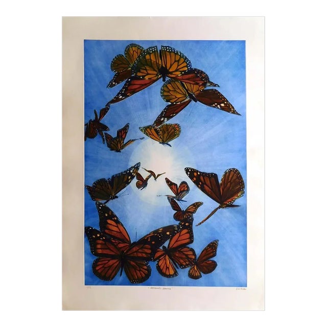 GH Rothe "Monarch's Journey" Colored Hand Signed Artwork of a Butterfly For Sale
