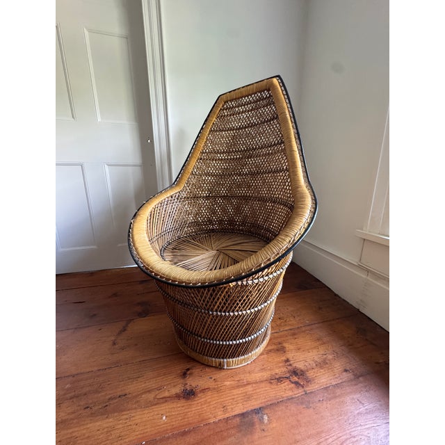 Vintage Emmanuelle Rattan Peacock Chair For Sale - Image 4 of 8
