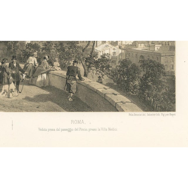 Mid 19th Century Benoist, Rome City Panorama from the Pincio Promenade Scene, 1869, Print For Sale - Image 5 of 10