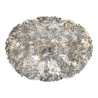Art Nouveau Floral Sterling Silver Serving Bowl For Sale