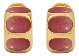 Rhodonite Huggies in Gold Vermeil, Set of 2