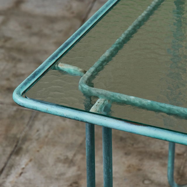 Walter Lamb Verdigris Square Bronze Patio Dining Table for Brown Jordan For Sale - Image 12 of 18
