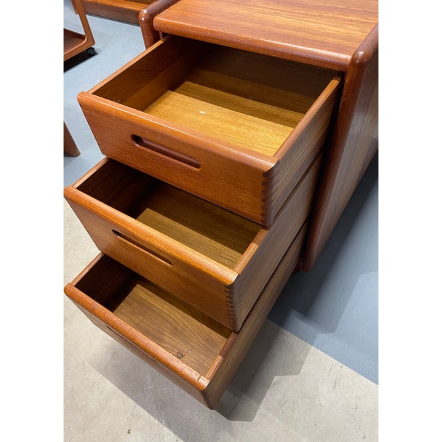 Danish Teak Desk with Drawer Cabinet and Extension Table, Set of 3 For Sale - Image 15 of 18