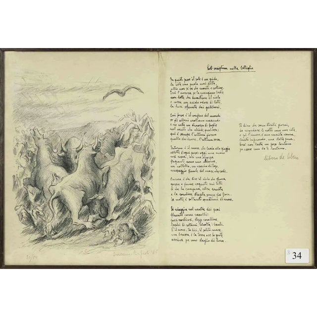 Domenico Purificato, Post Scriptum, Original Lithograph, 1945 For Sale