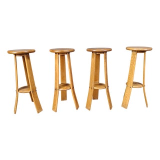 Vintage Brutalist Bar Stools, 1960s, Set of 4 For Sale