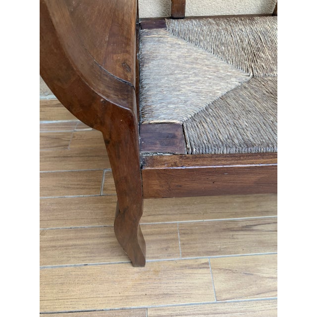 Late 19th Century Catalan Bench in Walnut With Caned Seat For Sale - Image 10 of 12