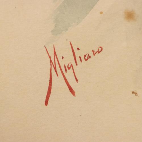 Vincenzo Migliaro, Portrait, Watercolor For Sale - Image 6 of 10