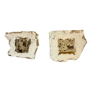 Pair of Hand Painted Architectural Wall Fragments, Plaster, Italian, Venetian Style