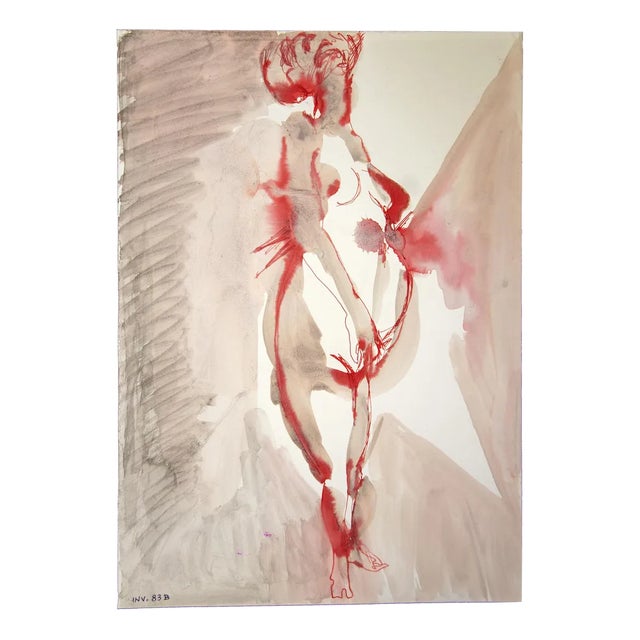 Leo Guida, Female Figure, Original Mixed Media Artwork, 1970s For Sale