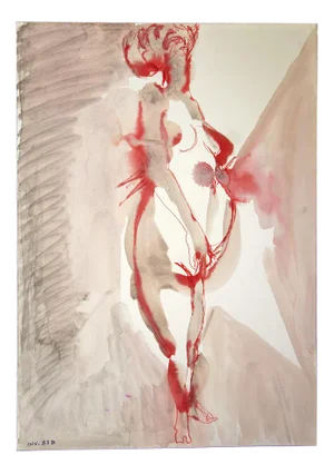 Leo Guida, Female Figure, Original Mixed Media Artwork, 1970s