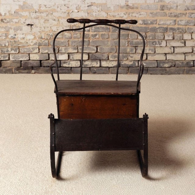 19th Century French Iron Sled With Oak Seat For Sale - Image 4 of 10