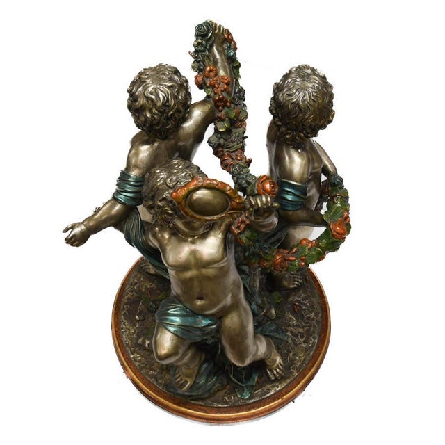 Silver Gilt and Bronze Putti Table With Glass Top For Sale In Greensboro - Image 6 of 10