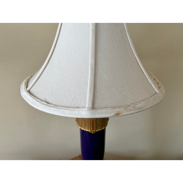 Late 20th Century French Sèvres Style Porcelain and Gold Table Lamp With Shade For Sale - Image 11 of 12