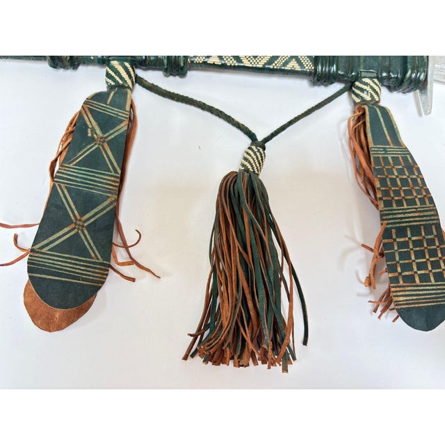 Mandinka Ceremonial Sword With Decorated Green Leather Scabbard West Africa 1950 For Sale - Image 4 of 14