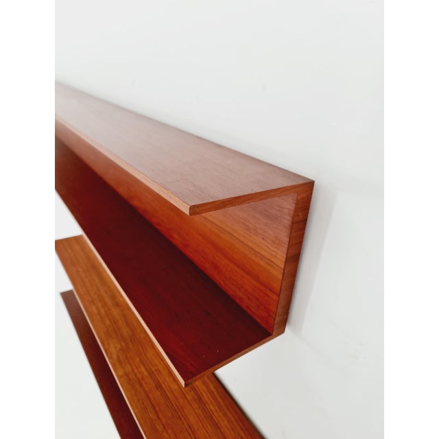 Wood Long German Hanging Shelf by Wilheilm Renz for Walter Renz, 1960s For Sale - Image 7 of 18