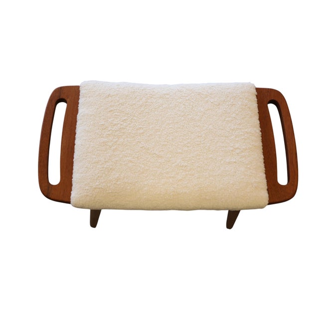 Mid-Century Modern Vintage Danish Teak Stool with Shaped Handles, 1960s For Sale - Image 3 of 11