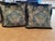 18 x 18 velvet custom abstract print pillows Zippered cover Inserts included Forest Green and Blue Custom made Never Used