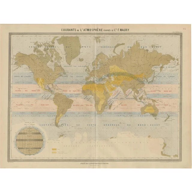 World Wind Currents Map by Andriveau-Goujon, 1861 For Sale - Image 10 of 10