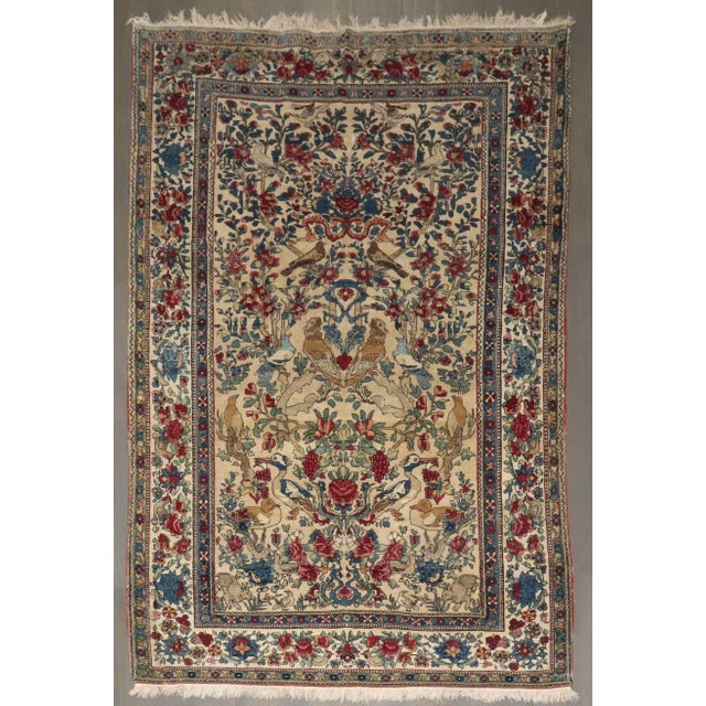 Textile Late 19th Century Zabihi Collection Botanical Animal Persian Tehran Rug For Sale - Image 7 of 12
