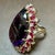 1960s 32X23 MM PEAR Amethyst , Diamond & Ruby 14 Kt Yellow Gold Cocktail Ring, 1960's For Sale - Image 5 of 18
