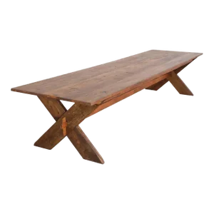 X-Trestle Table in Reclaimed Heart Pine by Petersen Antiques